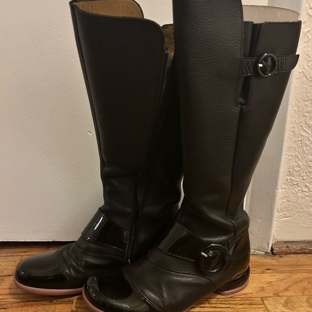 John Fluevog Black Over the Knee Boots